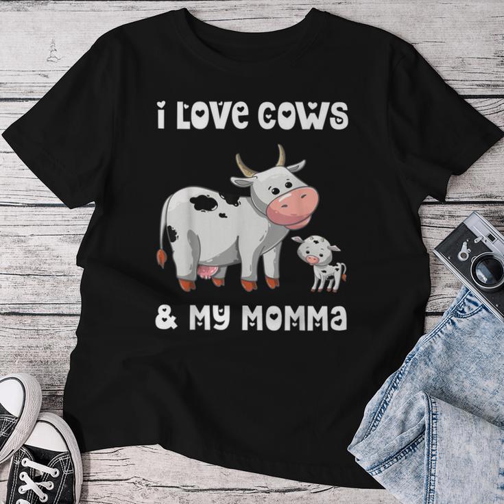 I Love Cows And My Momma Mamá Mamá Madre Madre Hijo Hija Camiseta de mujer Regalos divertidos
