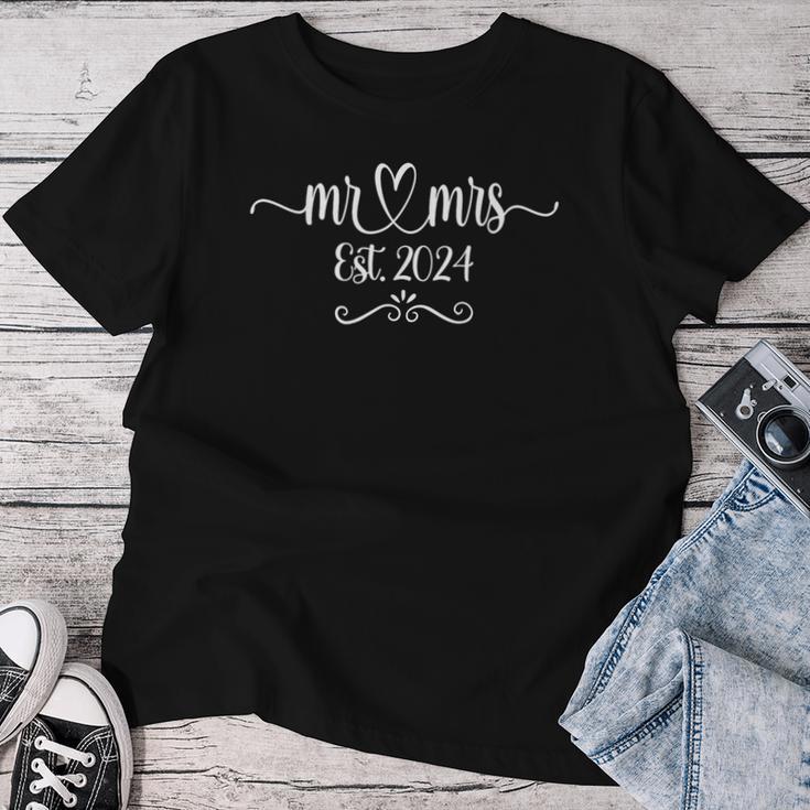 Mr And Mrs Est 2024 Just Married Husband & Wife T-shirt Frauen Lustige Geschenke