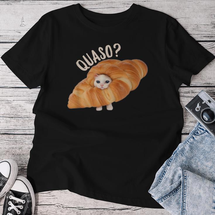 Quaso Meme For Womenintage Croissant Cat T-shirt Frauen Lustige Geschenke