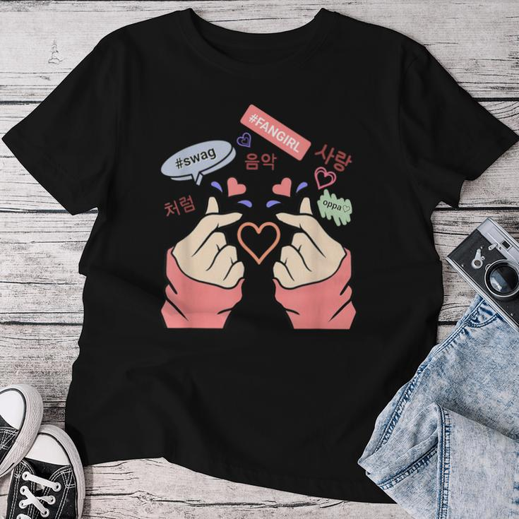 Saranghae Kpop Finger Heart For Girls Kpop Fan T-shirt Frauen Lustige Geschenke