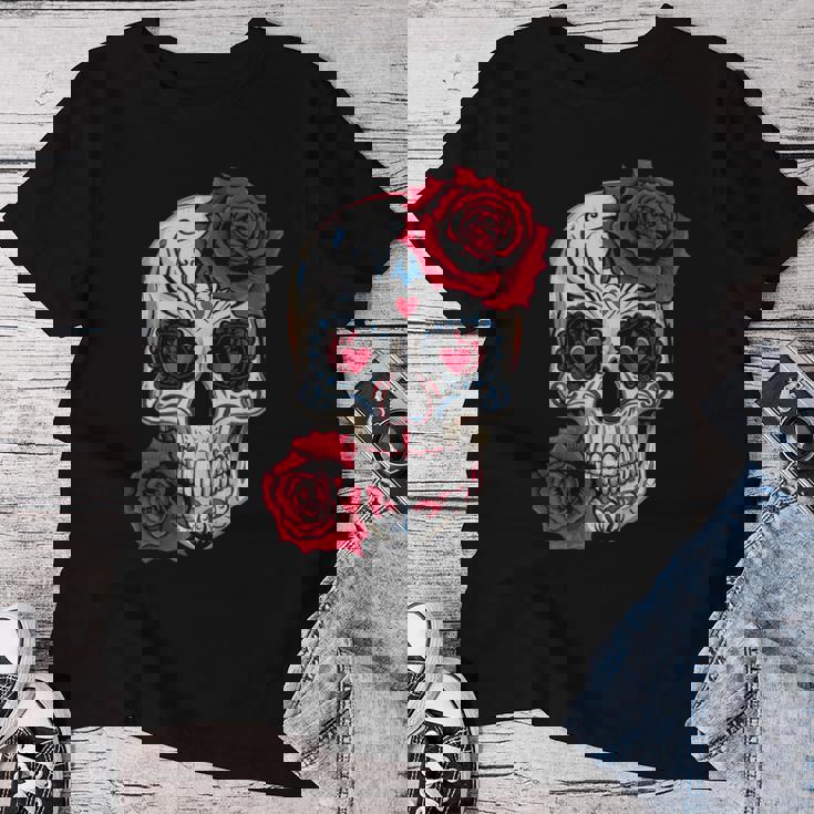 Tete De Mort Mexicaine I Dia De Los Muertos T-shirt femme Cadeaux drôles