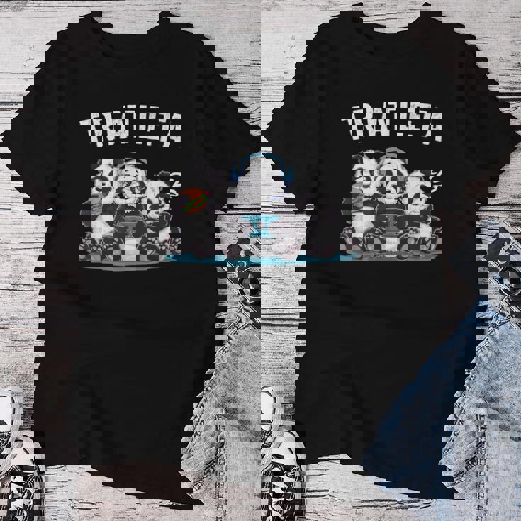 Triatleta Pandaideogiochi Gaming Gadget Ragazzo Nerd Maglietta da donna Regalos divertidos