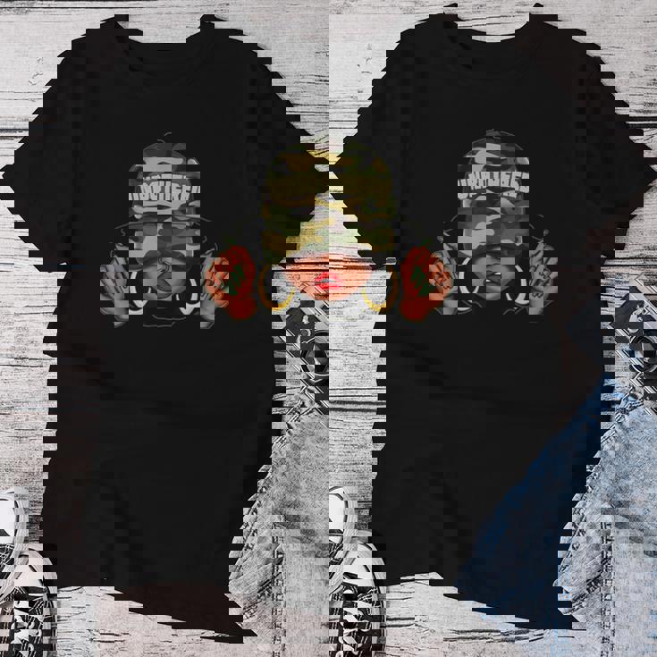 Unbothered Black Girl With Cap Camo Afro Woman Black Queen Women T-shirt Unique Gifts