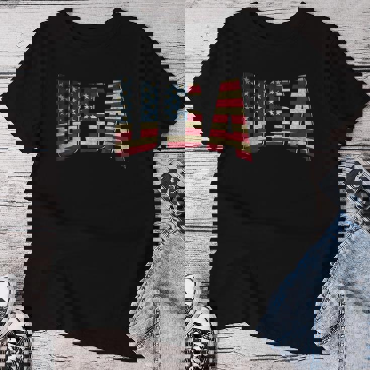 American Flag Shirt Women USA Flag Shirt Vintage Style T-shirts