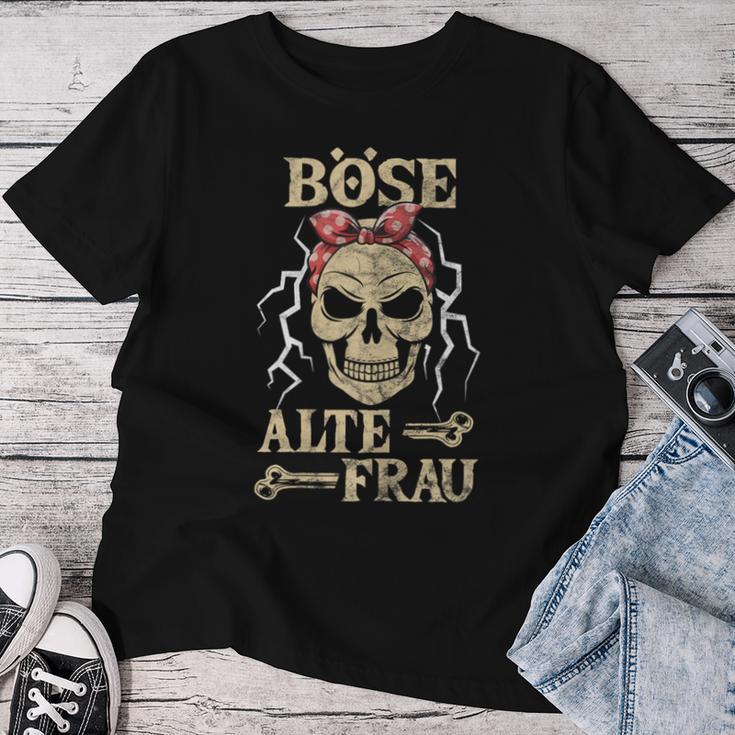 Women's Evil Old Woman Skull Old Womanintage Biker T-shirt Frauen Lustige Geschenke