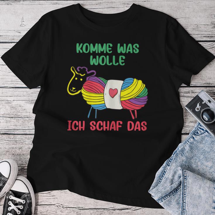 Women's Komme Was Wolle Knitting Crochet T-shirt Frauen Lustige Geschenke