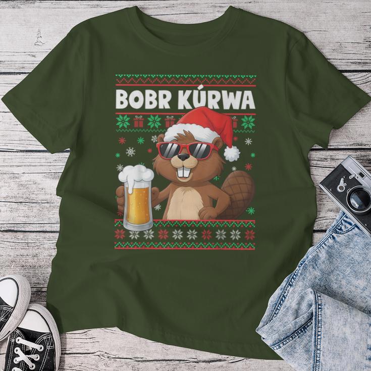 Bob Kurwa X Xmas Beer Flannelette Christmas Beer T-shirt Frauen Lustige Geschenke