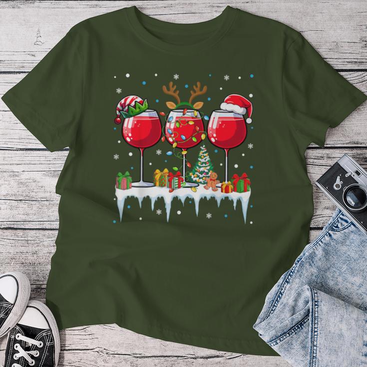 Christmas Reindeer Red Wine Women's T-shirt Frauen Lustige Geschenke