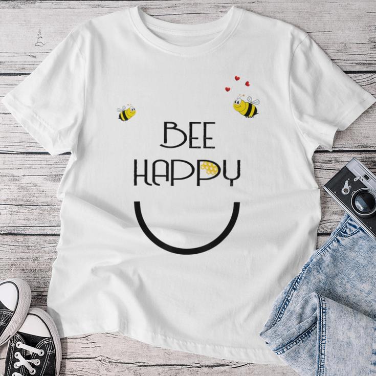 Bee Happy Bienen Schwarz Blue T-shirt Frauen Lustige Geschenke