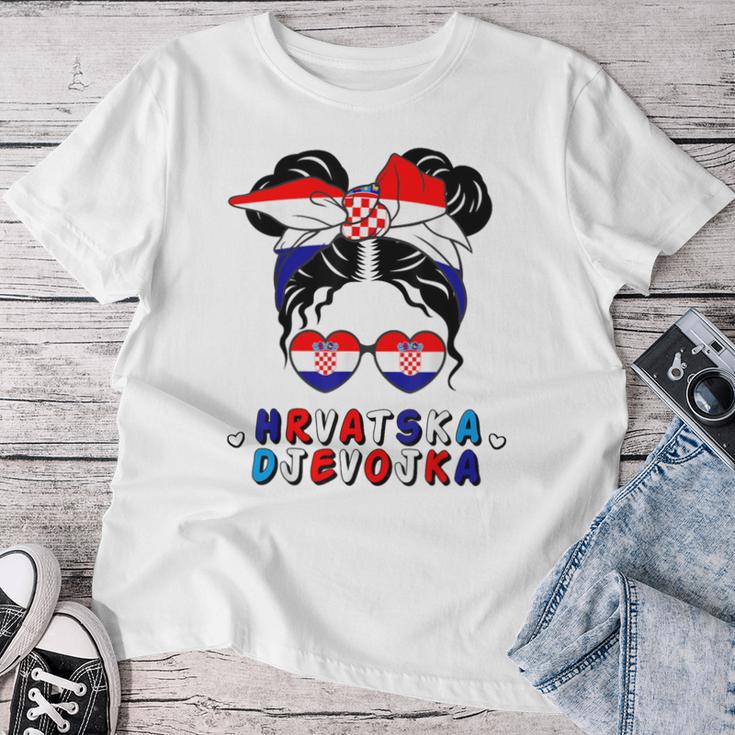 Croatia Hrvatska Djevojka Croatian Girl Croatia Flag Gray T-shirt Frauen Lustige Geschenke