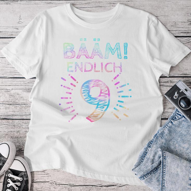 Girls' Kinder Bääm Endlich 9 Jahre 9Th Birthday T-shirt Frauen Lustige Geschenke