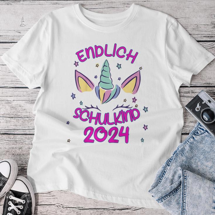 Kinder Endlich Schulkind Girls' Unicorn First Day At School 2024 T-shirt Frauen Lustige Geschenke