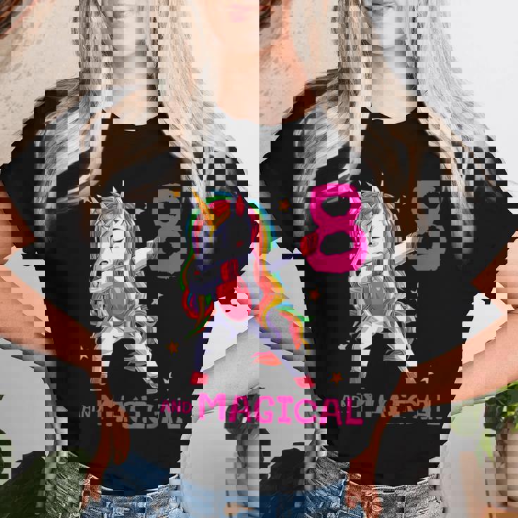 8 E Magiche Ragazze 8° Compleanno Unicorno 8 Anni Ragazza Maglietta da donna Regalos para ella