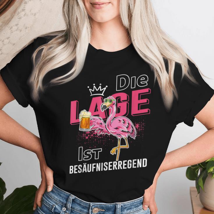 Die Lage Ist Besaffniserregend Saufen Flamingo Beer S T-shirt Frauen Geschenke für Sie