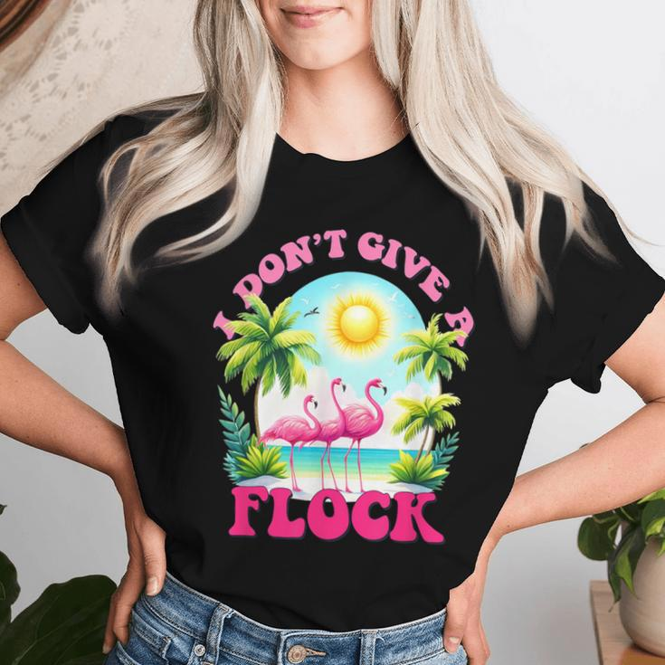 I Dont Give A Flock Retro Summer Vibes Flamingo Beach Women T-shirt Gifts for Her