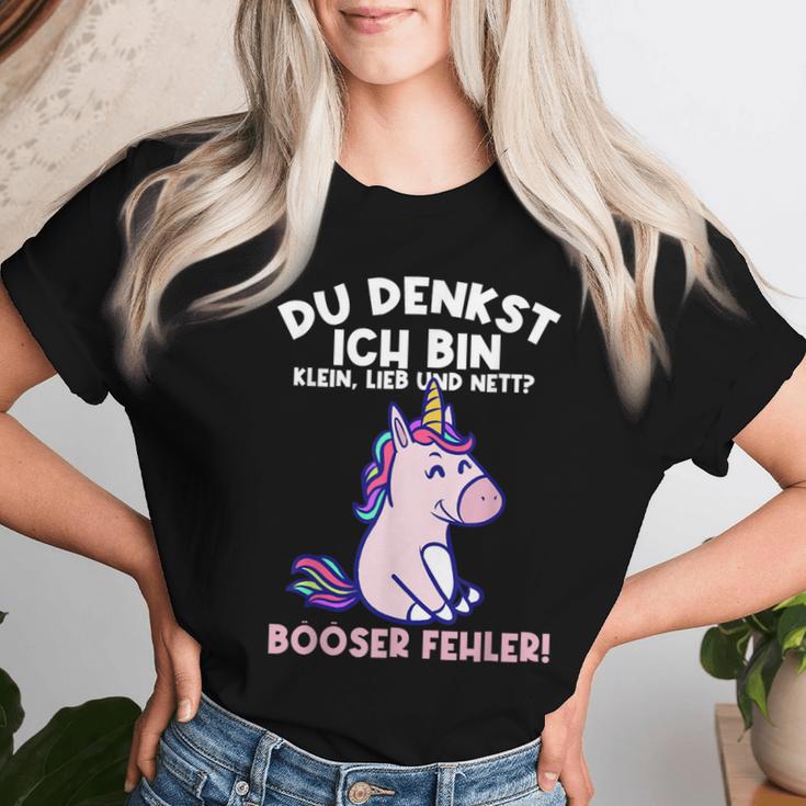 Du Denkst Ich Bin Klein Lieb Und Nett Einhorn Girl's Women's T-shirt Frauen Geschenke für Sie