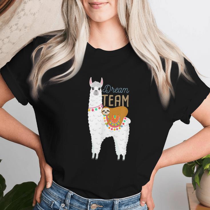 Alpaca Lama With Sloth Dream Team T-shirt Frauen Geschenke für Sie