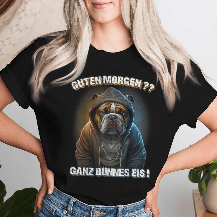 Guten Morgen Ganz Dünnes Eis Dog Coffee T-shirt Frauen Geschenke für Sie