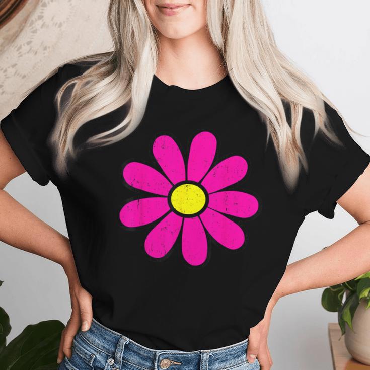 Happy Pink Daisy 60S 70S Retrointage Hippie T-shirt Frauen Geschenke für Sie