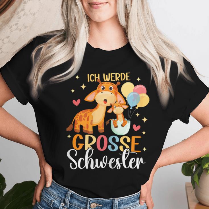 Ich Werde Große Schwester 2025 Giraffe Balloons Girls' T-shirt Frauen Geschenke für Sie