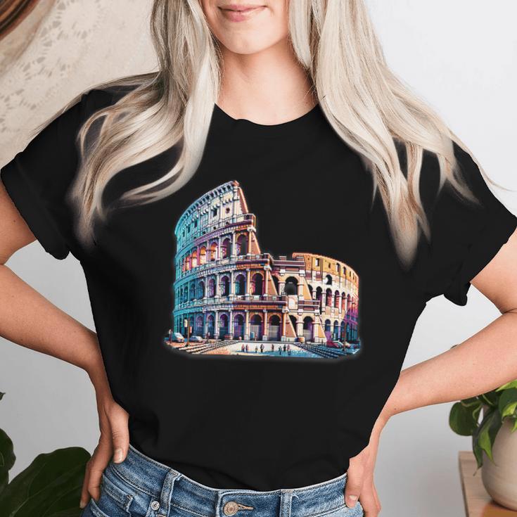 T-shirt Femme Colisée Rome La Dolce Vita - Col En V - Style Décontracté Italien - 6
