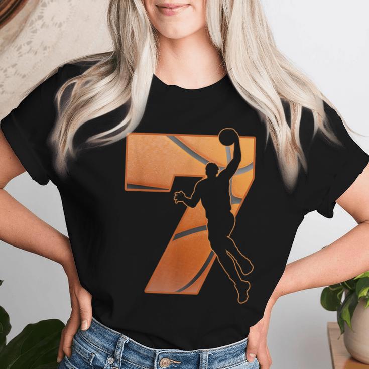 Kinder 7 Jahre Alt 7 Basketball Geburtstag Party Thema Jungen Mädchen T-shirt Frauen Geschenke für Sie