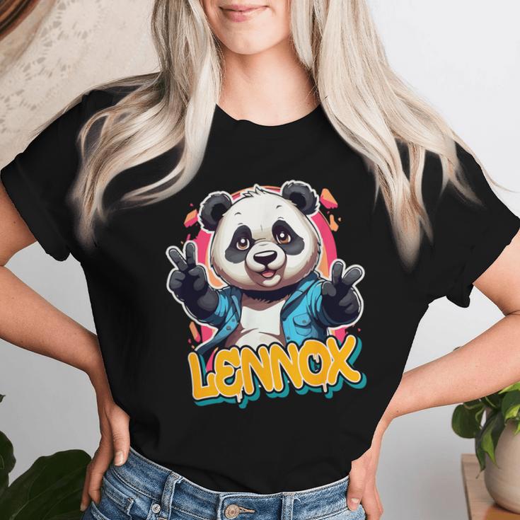 Lennox Beautiful Boys' Name With Cute Panda T-shirt Frauen Geschenke für Sie