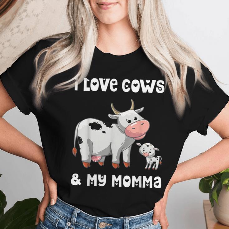 I Love Cows And My Momma Mamá Mamá Madre Madre Hijo Hija Camiseta de mujer Regalos para ella