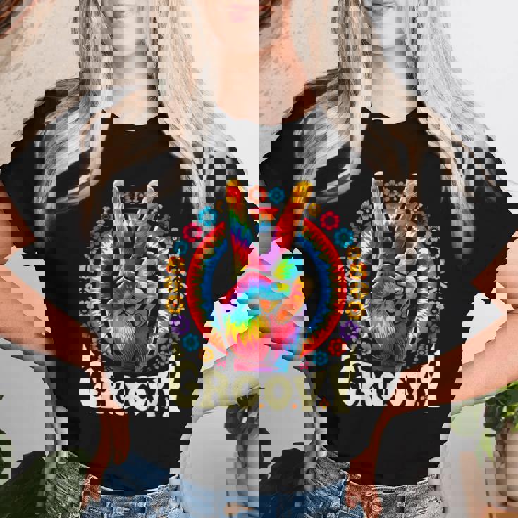 Peace Sign Love Groovy Hippie Party Women T-shirt Gifts for Her