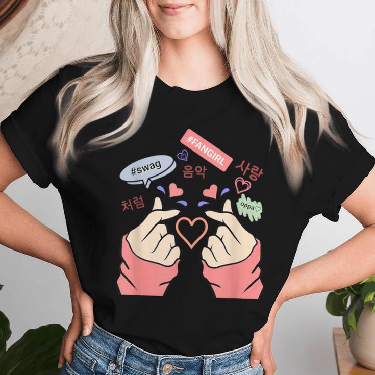 Saranghae Kpop Finger Heart For Girls Kpop Fan T-shirt Frauen Geschenke für Sie