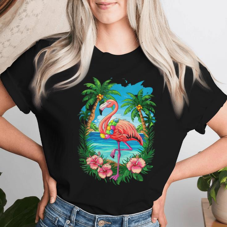 Tropical Flamingo Summer Vibes Beach For A Vacationer Women T-shirt Gifts for Her