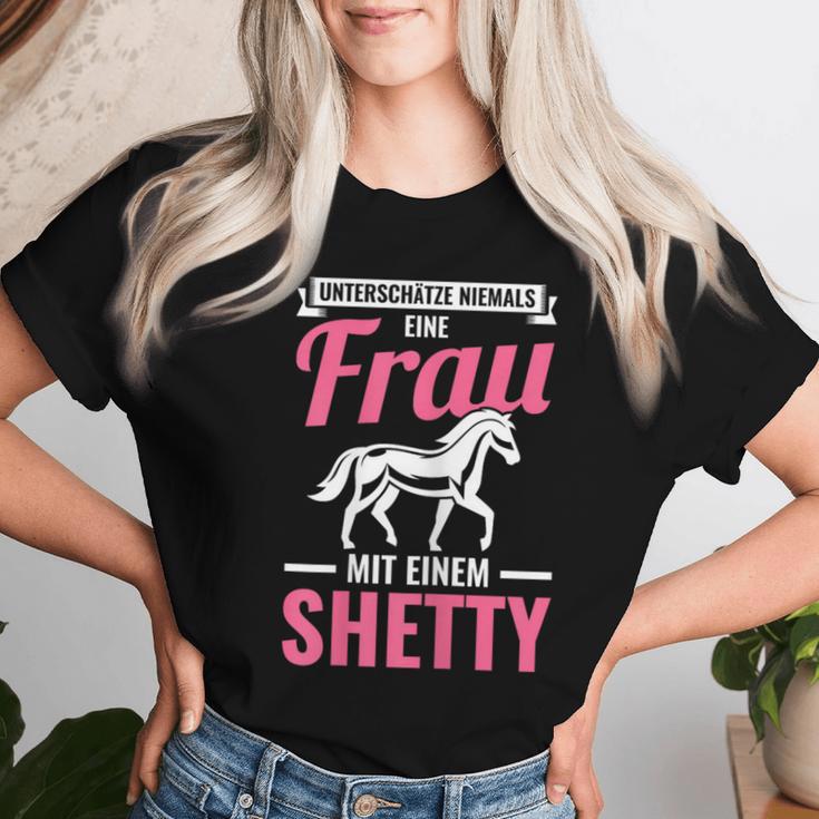 Women's Frau Mit Einem Shetland Pony Rider T-shirt Frauen Geschenke für Sie