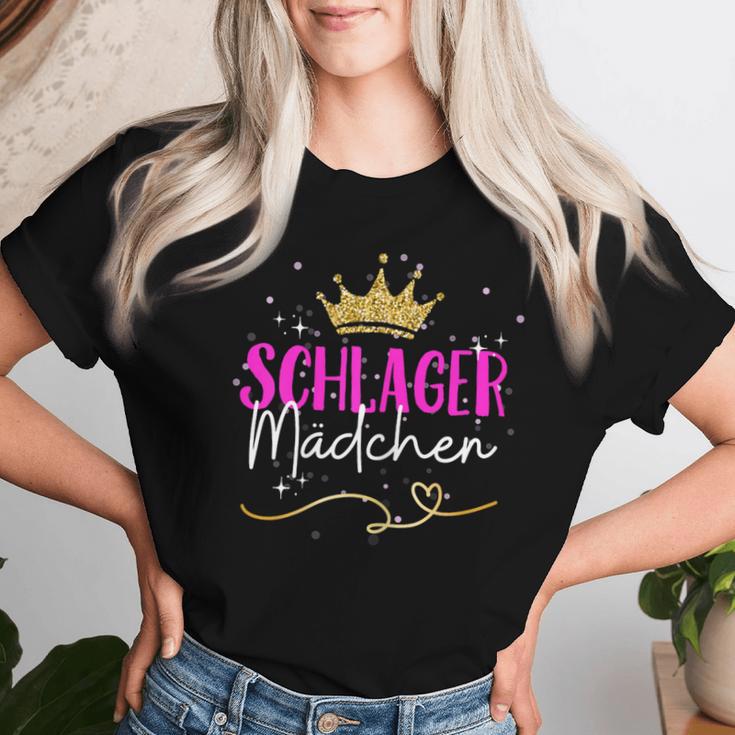 Women's Schlager Girls Schlager Queen 2024 Hit Party Outfit T-shirt Frauen Geschenke für Sie