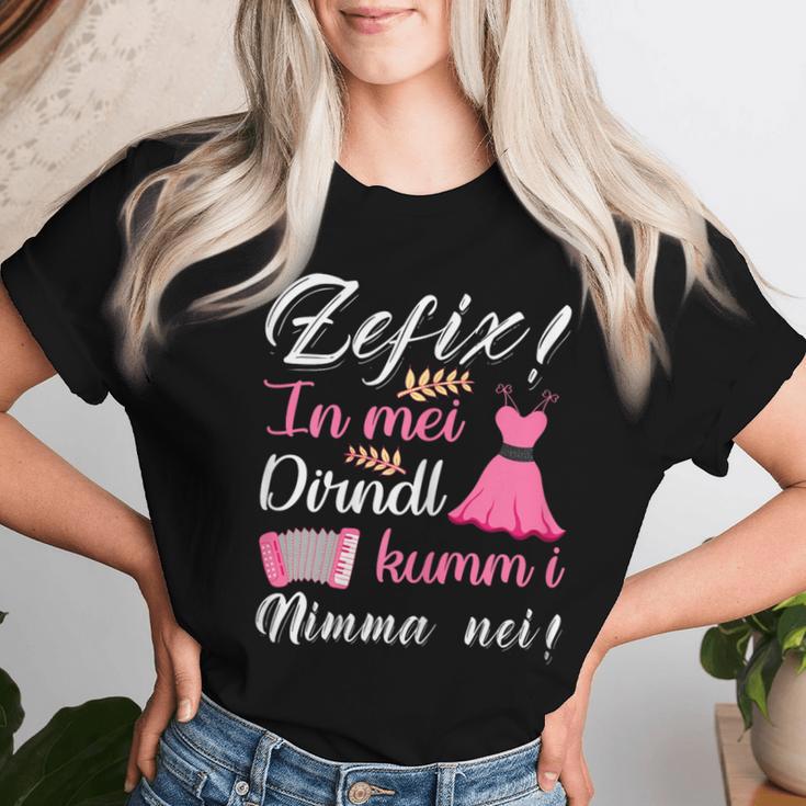 Women's Zefix In Mei Dirndl Kummi Nimma Nei Costume Folk Festival T-shirt Frauen Geschenke für Sie