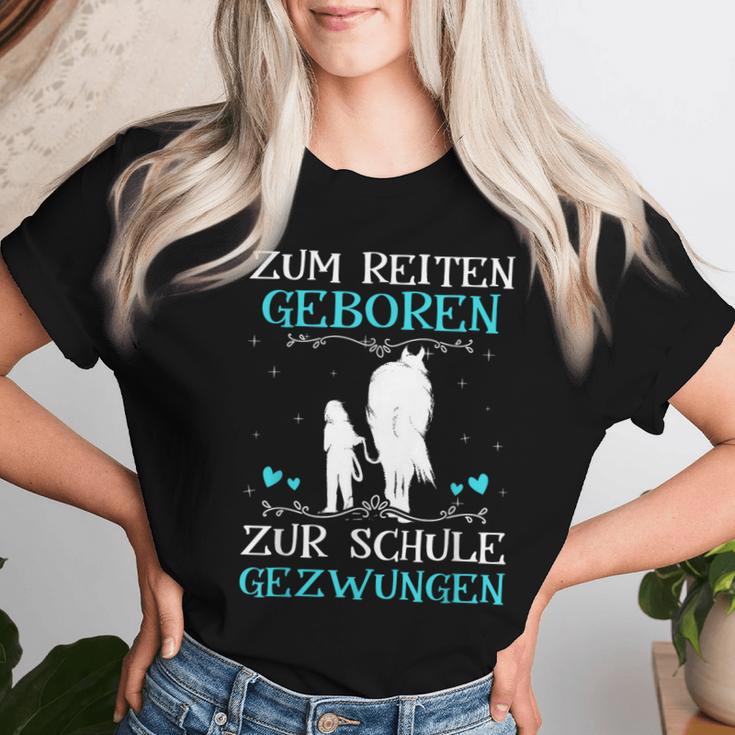 Zum Reiten Geboren Zur Schule Gezwungen Pony Pferde Girl's T-shirt Frauen Geschenke für Sie