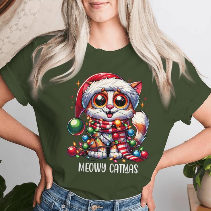 Meowy Catmas Cat Kitten Christmas Outfit Women's Christmas T-shirt Frauen Geschenke für Sie