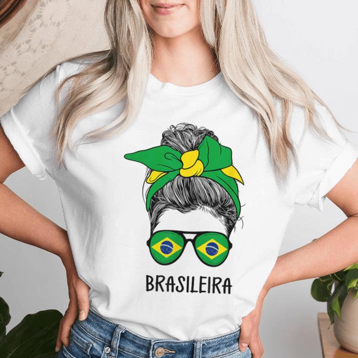 Brazilian Brasileira Girl Brazilian Heritage Brazil Flag T-shirt Frauen Geschenke für Sie