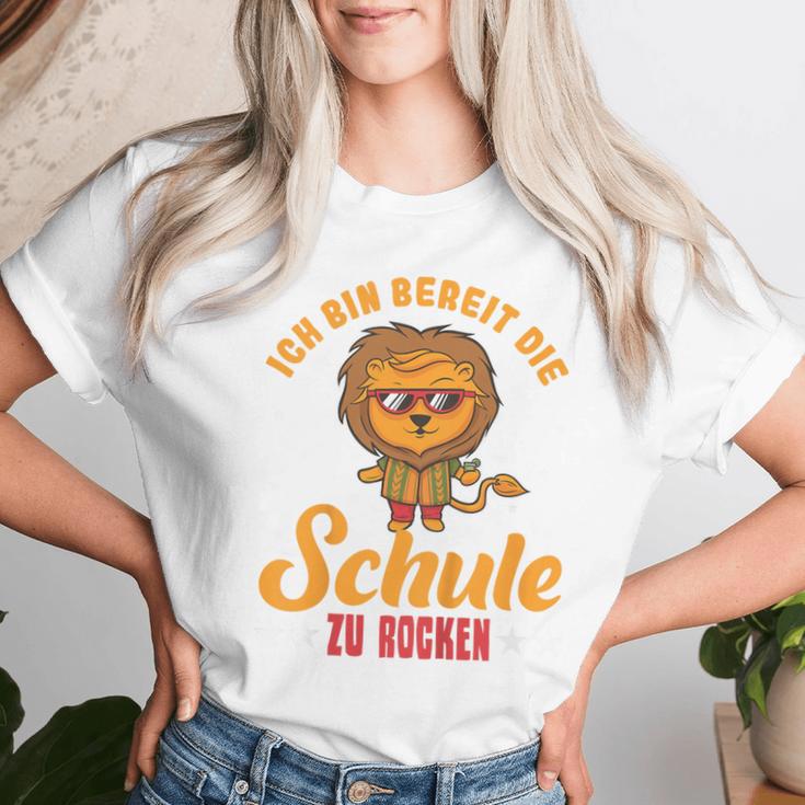 Children's Einschulung Jungen Mädchen Löwe Schulkind 2023 T-shirt Frauen Geschenke für Sie