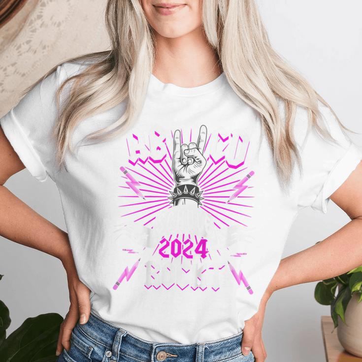 Children's Schulkind 2024 Abc School Rockt Rocker School Girls' 80 T-shirt Frauen Geschenke für Sie