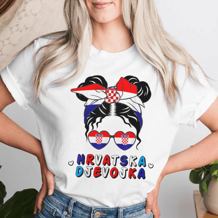 Croatia Hrvatska Djevojka Croatian Girl Croatia Flag Gray T-shirt Frauen Geschenke für Sie