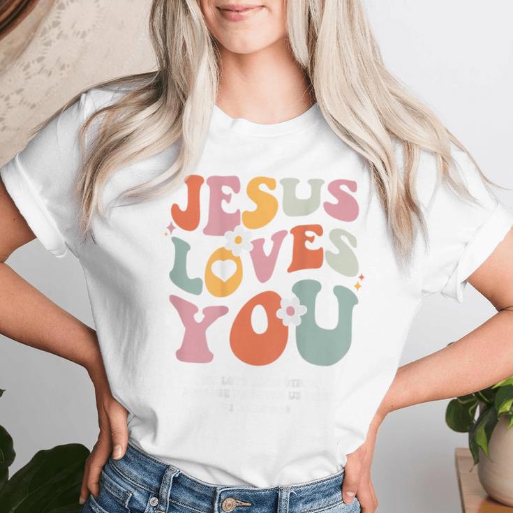 Jesus Loves You Christian Bibleerse Retro Groovy Religious T-shirt Frauen Geschenke für Sie