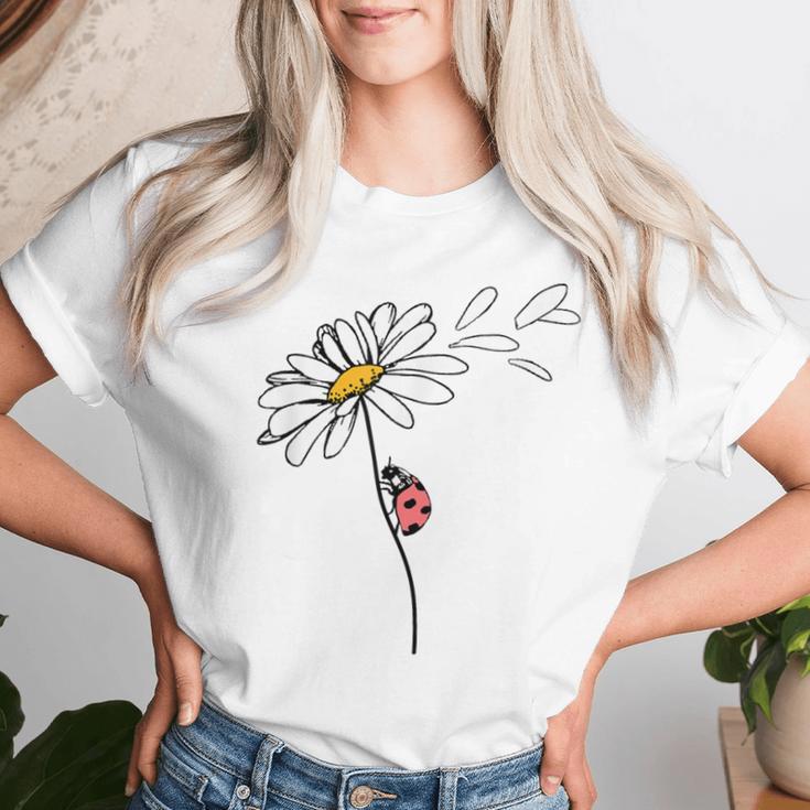 Ladybird On Daisy Blue T-shirt Frauen Geschenke für Sie