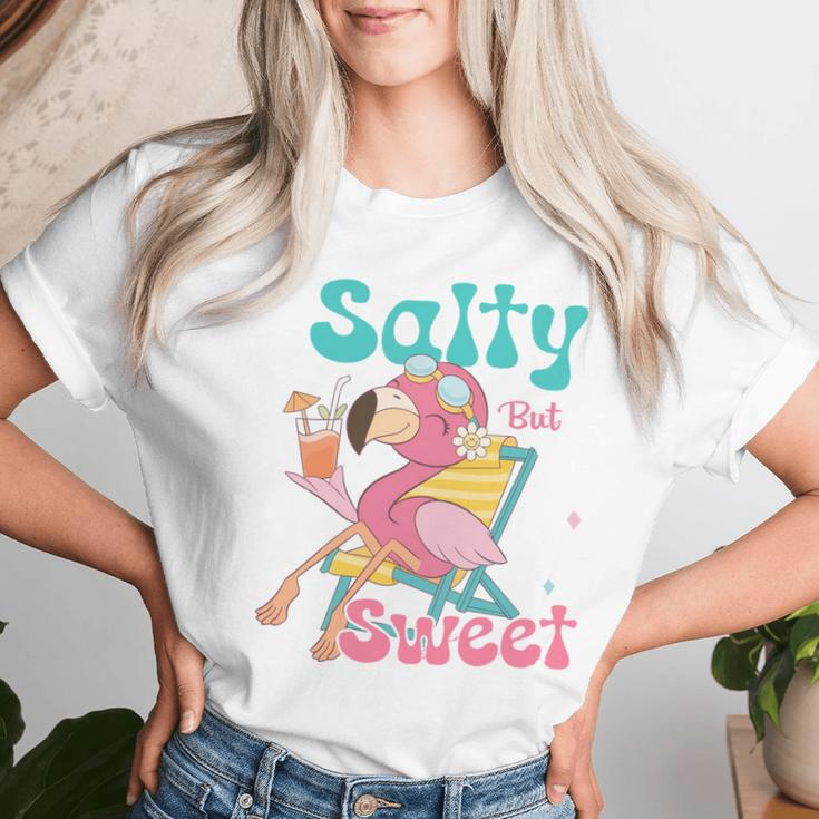Salty But Sweet Summer Beach Flamingo Summer Vibes Women T-shirt Gifts for Her