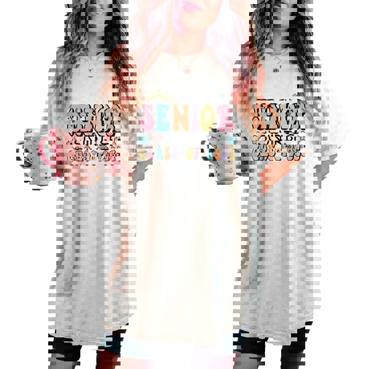 1St Day Of Senior Sunrise 2025 Back To School Groovy Women's Oversized Comfort T-shirt 1St Day Of Senior Sunrise 2025 Back To School Groovy Women's Oversized Comfort T-shirt