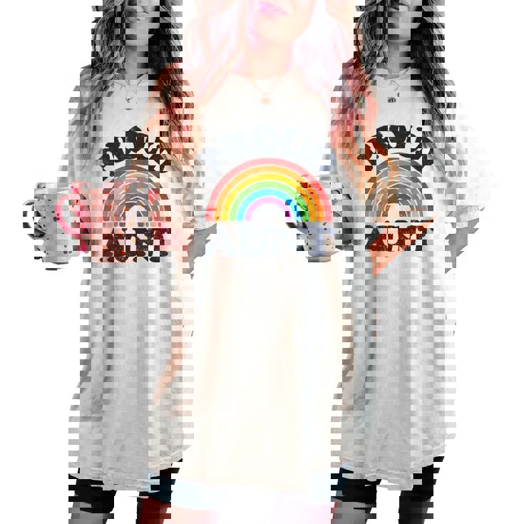 Lgbtq Proud Aunt Auntie Gay Pride Lgbt Ally Family Rainbow T-shirt comoda oversize da donna