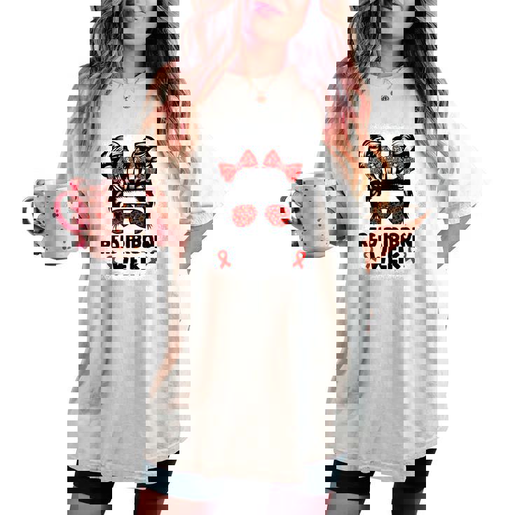 Red Ribbon Week Messy Bun Red Ribbon Week Awareness Women's Oversized Comfort T-shirt