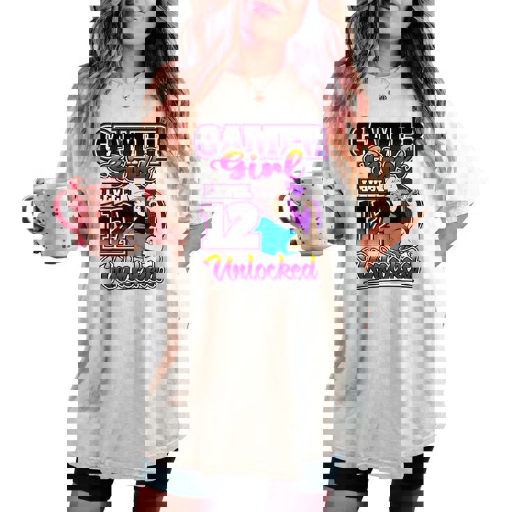 Bambino Gamer Girl Level 12Ideo Gioco Sbloccato Regalo Di Compleanno Ragazze T-shirt comoda oversize da donna