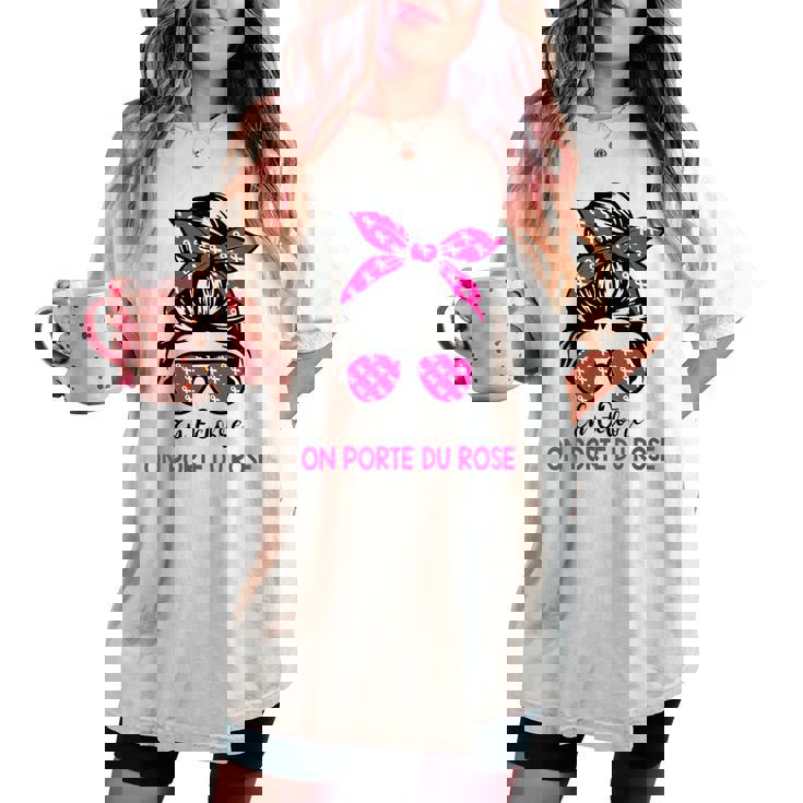 Femme Cancer Du Sein Octobre Rose Ruban Femme En Octobre On Porte T-Shirt Avec Col En V