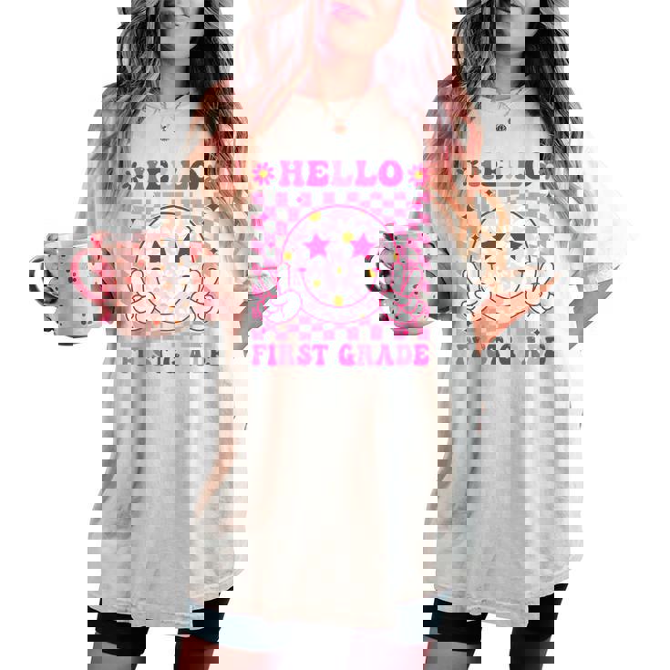 Hello First Grade Back To School First Day Of 1St Grade Women's Oversized Comfort T-shirt