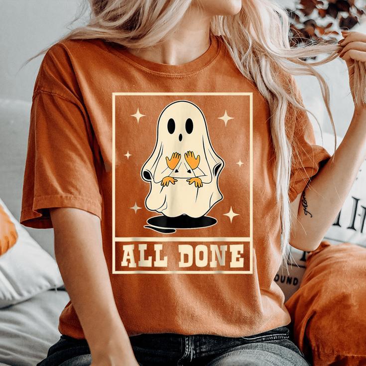 Maglietta Halloween Insegnante Logopedista – Donna – Fantasma Con Scritta "All Done Language Sign"
